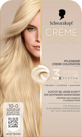 Dauerhafte Coloration Creme Supreme - Nr. 10-0 Ultra-Helles Naturblond Schwarzkopf CREME SUPREME