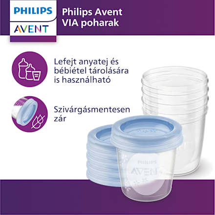 Etető szett 10x180ml + 10x240ml VIA poharak etetőkanállal PHILIPS AVENT