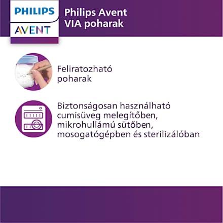 Etető szett 10x180ml + 10x240ml VIA poharak etetőkanállal PHILIPS AVENT