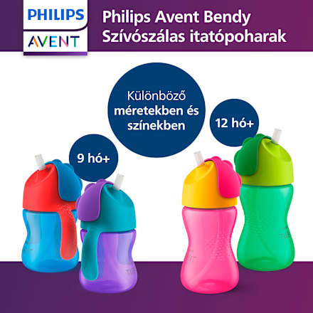 Bendy szívószálas itatópohár 12 hónapos kortól, fiú PHILIPS AVENT