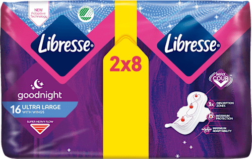 Damski nočni vložki s krilci, ultra large+ Libresse