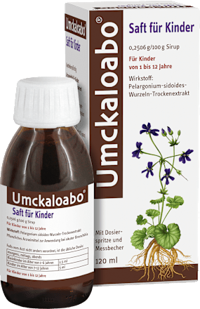 Umckaloabo Saft für Kinder, Pelargonium-sidoides-Wurzeln-Trockenextrakt 0,2506 g / 100 g Sirup  Umckaloabo