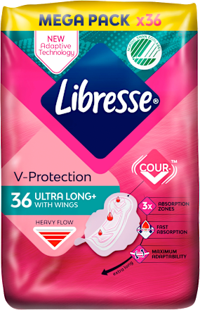Damski vložki s krilci V-Protection, ultra dolgi Libresse