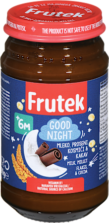 Nočna mlečna kašica z okusom mleka, prosenimi kosmiči in kakavom, od 6. meseca Frutek
