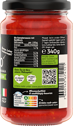 Tomatensauce, Basilico, ital. Tomaten & Basilikum PPURA