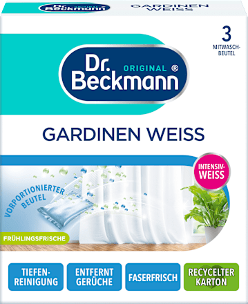 Gardinen Weiß für Tiefenreinigung & Faserfrische Dr. Beckmann