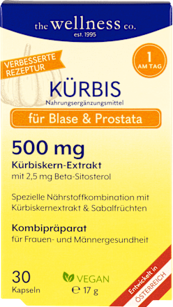 Kapseln Kürbis für Blase & Prostata the wellness co.