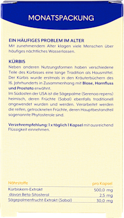 Kapseln Kürbis für Blase & Prostata the wellness co.