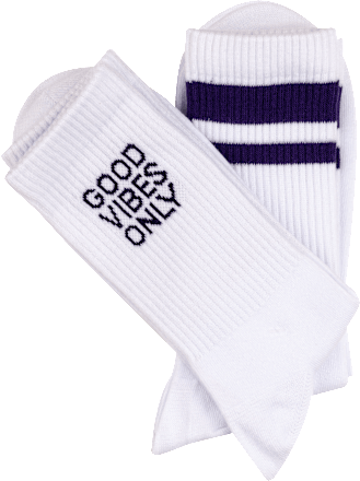 Good Vibes Socken weiß lila, Gr. 43 - 46 (2 Paar) nur die