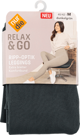 Relax & Go Ripp-Optik Leggings Gr. 40/42 dunkelgrün nur die