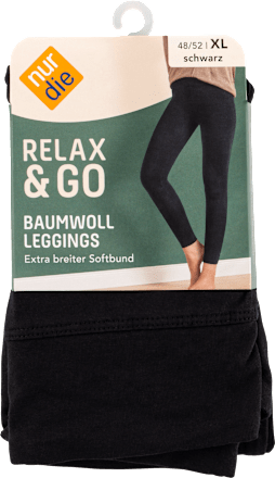 Baumwoll-Leggings Damen schwarz, Gr. 48/52 nur die