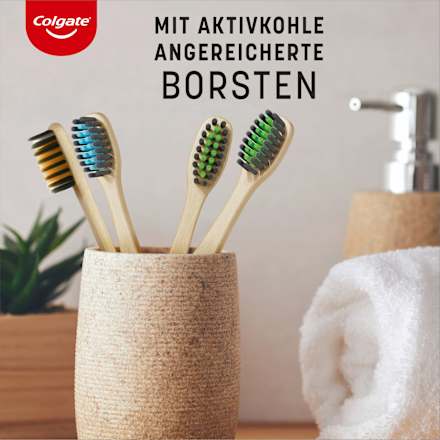Zahnbürste Bambus Aktivkohle weich Colgate