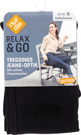 Relax & Go Treggings Jeans-Optik tiefschwarz, Gr. 38 - 40 nur die
