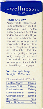 Night and Day Pflanzliche Extrakte Tropfen the wellness co.