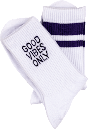 Good Vibes Socken weiß lila, Gr. 35 - 38 (2 Paar) nur die