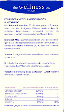 Echinacea Isländisch Moos Lutschtabletten the wellness co.