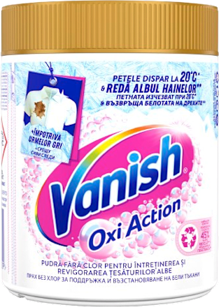 Pudră pentru îndepărtarea petelor Oxi Action white Vanish Oxi Action
