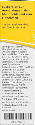 Nystaderm-S 100.000 I.E./ml Suspension mit Dosierpumpe, Wirkstoff: Nystatin, Nystaderm