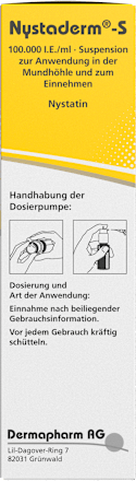 Nystaderm-S 100.000 I.E./ml Suspension mit Dosierpumpe, Wirkstoff: Nystatin, Nystaderm