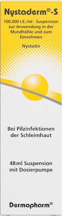 Nystaderm-S 100.000 I.E./ml Suspension mit Dosierpumpe, Wirkstoff: Nystatin, Nystaderm