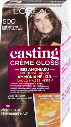 Farba na vlasy - 500 svetlá hnedá L'ORÉAL PARiS casting CRÈME GLOSS