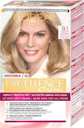 Farba na vlasy - 9.1 blond veľmi svetlá popolavá L'ORÉAL PARiS EXCELLENCE Creme