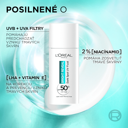 Denný pleťový UV fluid proti tmavým škvrnám Bright Reveal Dark Spot SPF 50+ L'ORÉAL PARiS