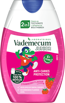 Gel zobna pasta Junior 2 v 1 z okusom jagode, 6+ let Vademecum