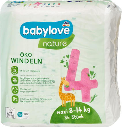 Windeln Öko Gr. 4 Maxi (8-14 kg) babylove