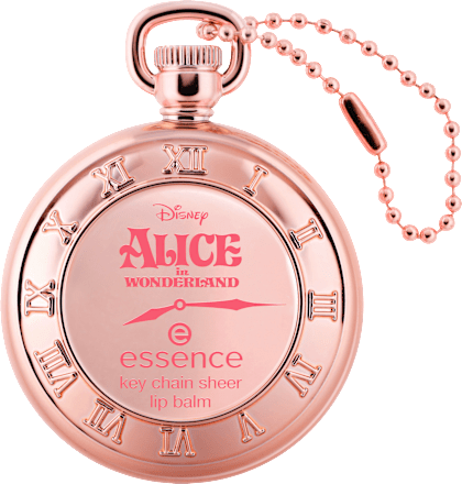 Disney Alice in Wonderland klíčenka s balzámem na rty 01 Late But Cute essence