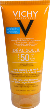 VICHY IDEAL Soleil Gel-Milch Sonnenschutz wasserfest LSF 50 VICHY LABORATOIRES