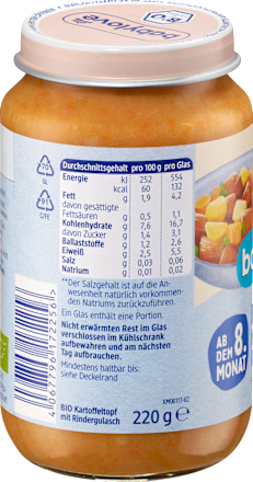Gulaș de cartofi cu carne de vită ECO 8+ babylove