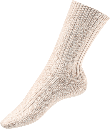 Socken mit Zopf-Muster und Wolle beige Gr. 39-42 Fascino