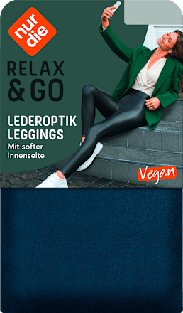Leggings in Leder-Optik blau Gr. 32/34 nur die