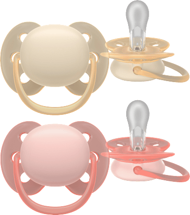 Schnuller ultra soft Silikon, beige/rosa, 0-6 Monate PHILIPS AVENT