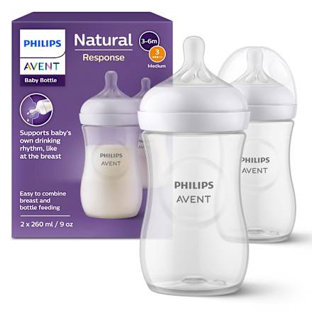 Babyflasche Natural Response weiß, ab dem 3. Monat, Doppelpack, 260ml  PHILIPS AVENT
