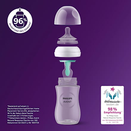 Babyflasche Natural Response AirFreeVentil weiß/Bär, ab dem 3. Monat, 260ml  PHILIPS AVENT