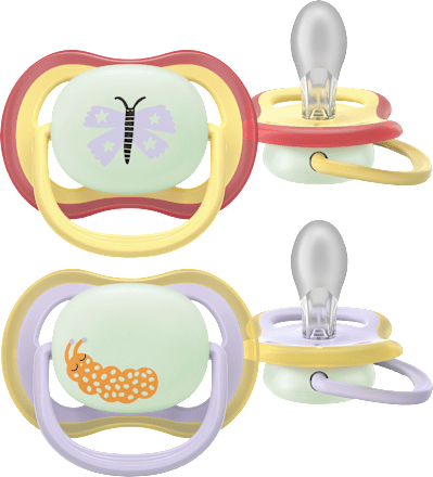 Schnuller ultra air nighttime Silikon, gelb/lila, 0-6 Monate PHILIPS AVENT
