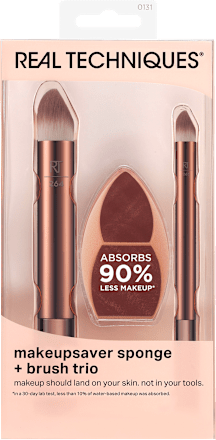 Set makeupsaver sponge + brush trio  REAL TECHNIQUES