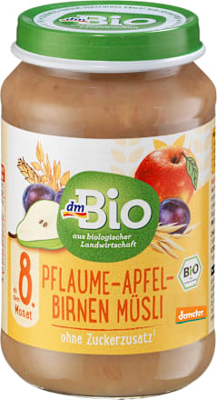 Omogeneizzato con prugne, mele, pere e cereali integrali dmBio