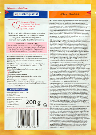 Csirkefilé jutalomszeletek kistermetű felnőtt kutyáknak Dein Bestes