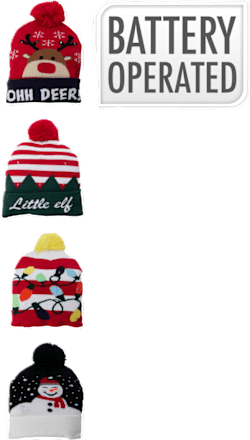 Cappello natalizio con luci LED assort. KOOPMAN