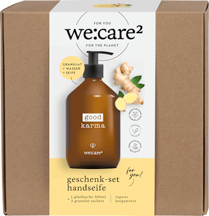 Geschenkset Handseifen-Granulat good karma we:care²