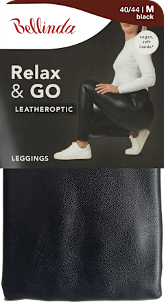 legíny v koženém vzhledu LEATHEROPTIC, velikost M, černé Bellinda