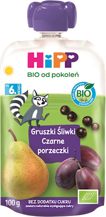 Mus Gruszki-Śliwki-Czarne porzeczki BIO, po 6. miesiącu HiPP