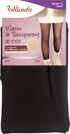 punčochové kalhoty WARM&TRANSPARENT, velikost L, černé Bellinda
