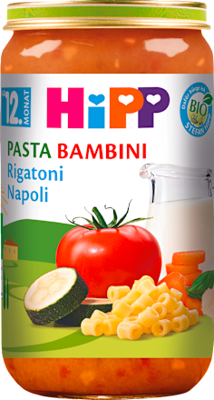 EKO obrok za djecu tjestenina Rigatoni Napoli, 12+ mj. HiPP