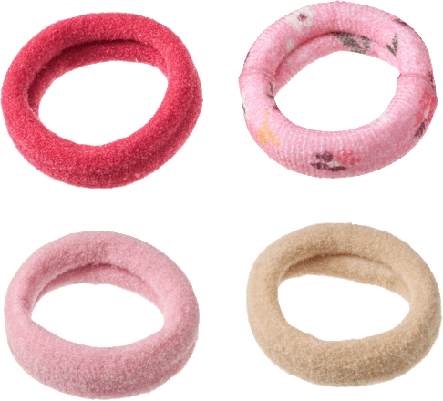 Haargummis in Box, Rot, Rosa, Beige ebelin