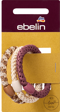 Haargummis geflochten, Braun, Rot, Weiß ebelin