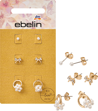 Ohrstecker mit Perlen & Schleifen, Gold-Optik ebelin